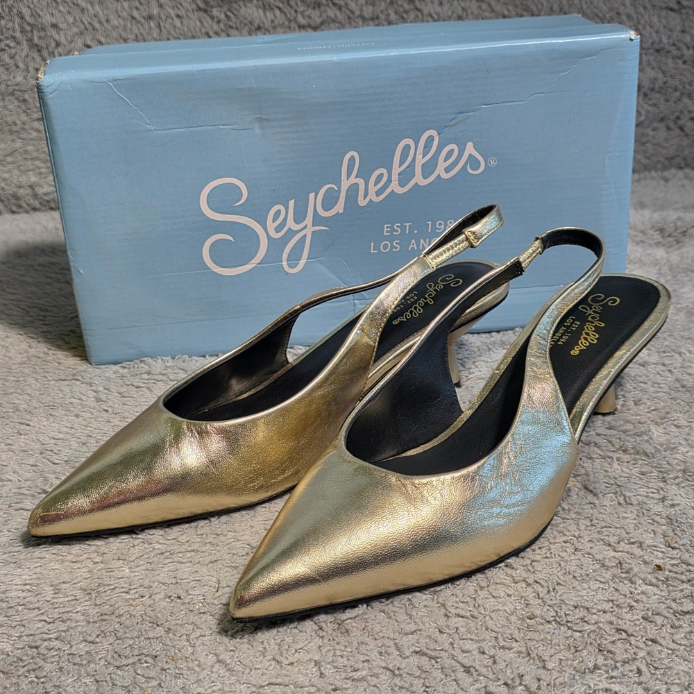 Seychelles Gold Slingback Heels